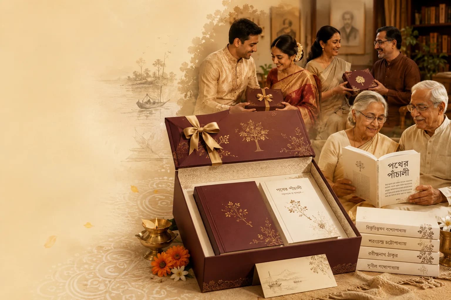 একটি বাংলা বইয়ের উপহার বাক্স, প্রিয়জনের হাতে